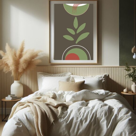 Abstract Plant Art | Modern Home Decor | Minimalist Green Print l High Quality - Picture 3 of 6